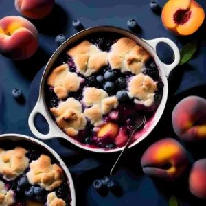 Peach and blueberry cobbler
